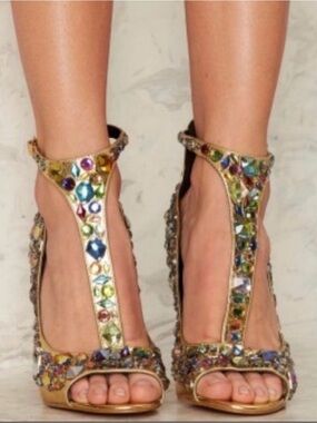 Privileged T-Strap Gemstone Heeled Sandals - Women